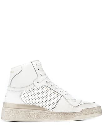 Saint Laurent Lenny high-top sneakers - women - Leather/Leather/Polyester/Rubber - 39.5 - White