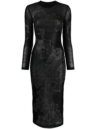 Cynthia Rowley Women's Crystal Mesh Midi Dress Black Multi