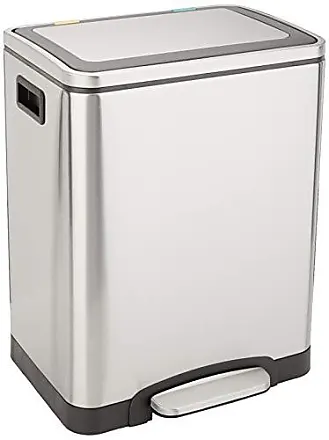Basics Smudge Resistant Rectangular Trash Can With Soft-Close Foot  Pedal, Brushed Stainless Steel, 50 Liter/13.2 Gallon, Satin Nickel Finish