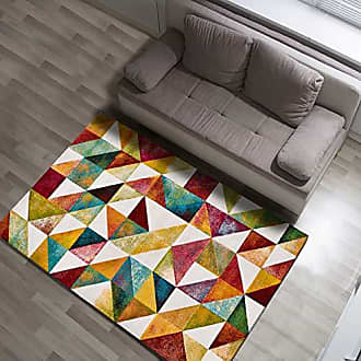 Teppich Modern Flachflor Geometr Muster Dreieck 3D-Effekt Multi Gold