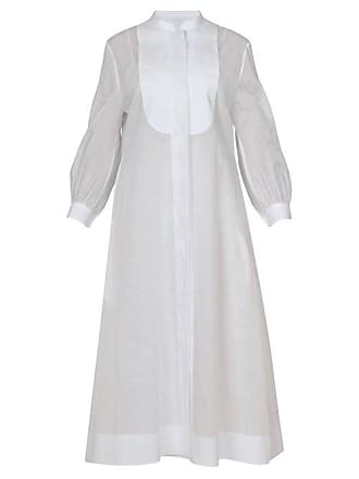 Jil Sander Curved-plastron Cotton-organdy Shirt Dress - Womens - White