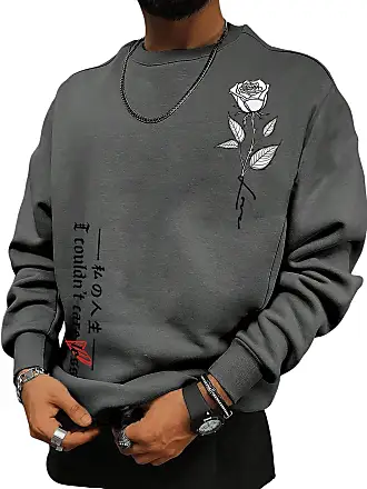 SOLY HUX Men's Graphic Hoodies Long Sleeve Drawstring Pocket Fuzzy Pullover  Sweatshirt Black