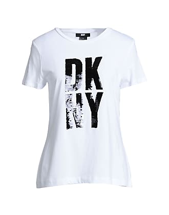 DKNY da donna cotone nera Corta T-Shirt Taglia M Girocollo Pullover 
