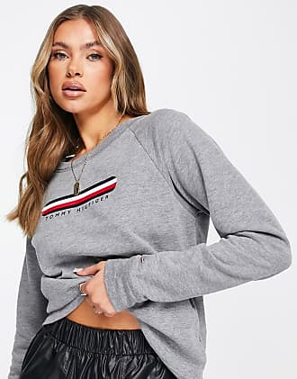 Tommy Hilfiger Synthetik Sweatshirt aus Baumwollmischung in Grau Training Damen Bekleidung Sport- und Fitnesskleidung Sweatshirts 