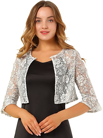 Ladies Long Sleeve Cropped Bolero Knitted Lurex Shrug Sparkly Top Plus Size 8-16 