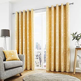 Yellow Mix Modern Eyelet Curtain Panel With Geometric Print Long 260cm Drop 