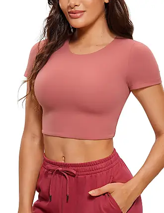CRZ YOGA Womens Butterluxe Double Lined Long Sleeve Crop Top