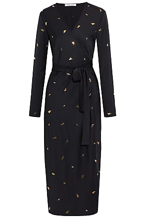 Diane Von Fürstenberg Diane Von Furstenberg Woman Tilli Appliquéd Crepe De Chine Midi Wrap Dress Black Size XXS