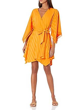 Keepsake the Label Womens Long Sleeve Arrows Mini Wrap Dress, Orange, Large