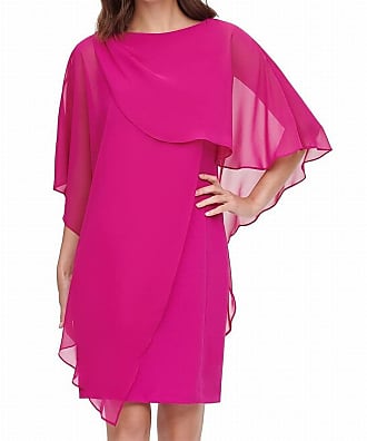 Eliza J Womens 1 PCE Sleeveless Capelet Sheather Dress, Magenta, 4