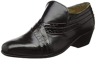 Montecatini Carl Mens Soft Leather Pleated Cuban Heel Shoes Black/Reptile Leathe 
