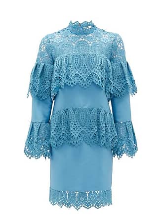 Erdem Lyndell Layered Guipure-lace & Mikado Satin Dress - Womens - Blue