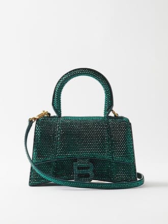 Balenciaga Hourglass croc-effect Leather Shoulder Bag - Women - Forest Green Cross-body Bags
