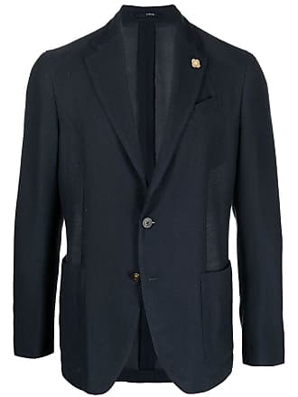 Lardini notched-lapels single-breasted blazer - men - Cotton/Polyamide/Viscose/Cupro - 48 - Blue