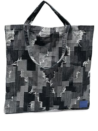 Men's Large Denim Patchwork Shopper Tote Bag