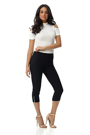 Rekucci Women's Ease into Comfort Capri with Button Detail (4, Black) at   Women's Clothing store