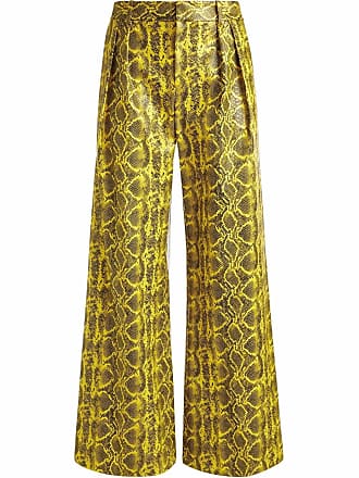 Alice & Olivia Eric snakeskin-print flared trousers - women - Polyurethane/Viscose - 10 - Yellow