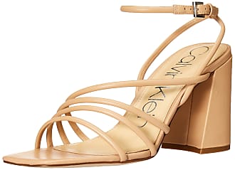 Calvin Klein Womens QUEN Heeled Sandal, Nude 260, 10