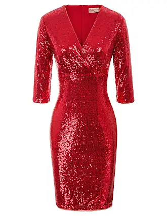 GRACE KARIN Sequin Bodycon Dresses for Women Wrap Long Sleeve V Neck Party  Dress Pink M at  Women's …