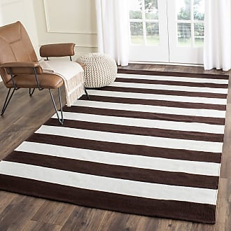 Safavieh Montauk Collection 6 Square Chocolate/Ivory MTK712P Handmade Flatweave Boho Farmhouse Cotton Stripe Living Room Dining Bedroom Area Rug