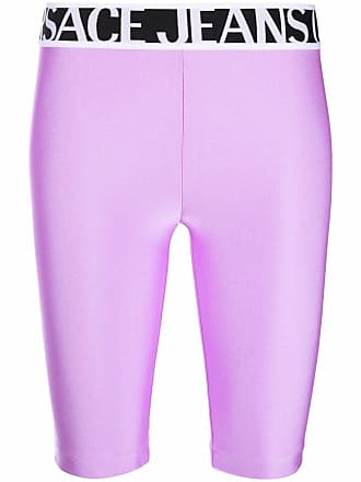 Versace Jeans Couture logo-waistband stretch cycling shorts - women - Polyamide/Spandex/Elastane - 38 - Purple