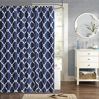 Madison Park Essentials Merritt Shower Curtain, Casual Fretwork Print, Modern Bathroom Decor, Vibrant Color Design, Machine Washable, Fabric Privacy Screen, 72x72,