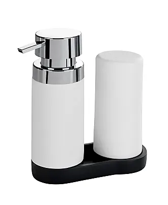 Dish Soap Dispenser and Hand Soap Dispenser with Bamboo Pump and Tray 16 Oz  Matte White Soap Dispenser Set for Kitchen Sink