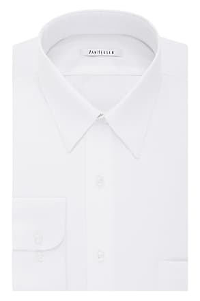 George Mens Classic Fit Long Sleeve Poplin Solid Button-Up Dress Shirts X-Large Slim, White