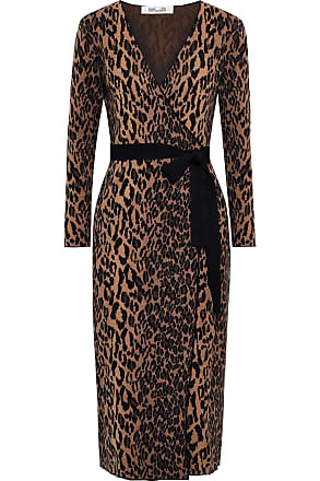 Diane Von Fürstenberg Diane Von Furstenberg Woman Damaris Jacquard-knit Midi Wrap Dress Animal Print Size XXS