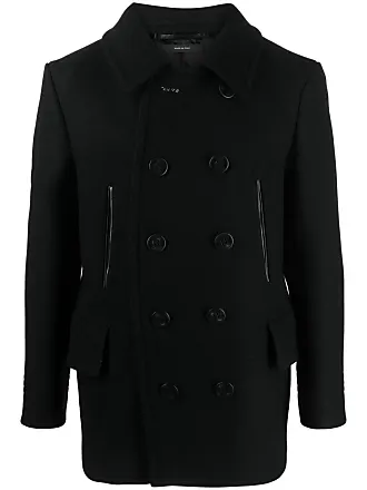 JEKE-DG Men's Classic Trench Peacoat Single Breasted Wool Blend Overcoat  Slim Fit Notched Collar Pea Coats (Small,Black) at  Men's Clothing  store
