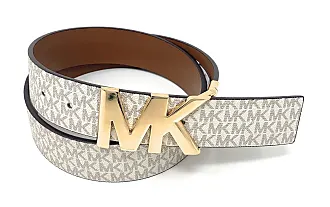 Michael Kors 553143 Women's Gold Tone Buckle Brown Leather Belt Mk Logo  Size X-large at  Women's Clothing store