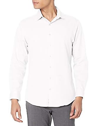 Kenneth Cole Reaction Mens Dress Shirt Slim Fit Stretch Collar Non Iron Solid, White, 18 Neck 34-35 Sleeve (XX-Large)