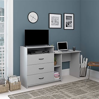 Ameriwood Home Rebel 3 in 1, Dove Gray Combo Media Dresser and Desk