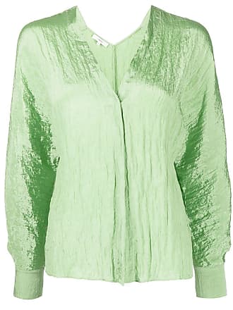 Vince crinckle-effect V-neck blouse - women - Polyester/Nylon - M - Green