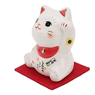 Objet déco chat blanc en céramique H26cm - RETIF