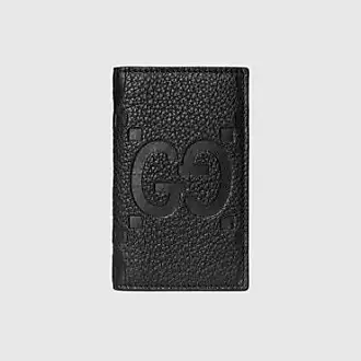 Card case with money clip in Black GG Canvas Leather