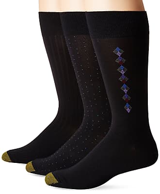 Gold Toe Mens Big and Tall Dress Crew Socks, 3 Pairs, black, Shoe Size: 12-16