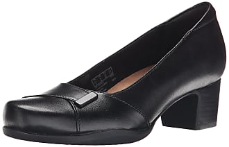 NEW CLARKS CAROUSEL STYLE COMFY BLK LEATHER PUMPS SHOES SIZE 8.5 & 9 wide fit 