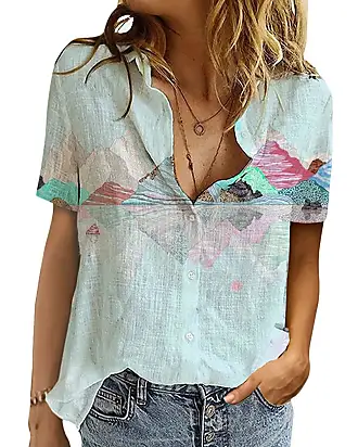 Blusa a maniche corte stampata donna