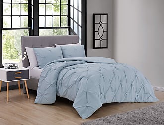 Geneva Home Fashion Belen Soft Washed 3pc Super Soft Pinch Pleat Comforter Set - King - Blue, BNE3CSKINGTJBL