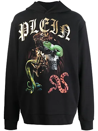 Philipp Plein crystal chain detail velvet hoodie - Black