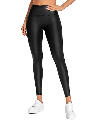 Faux Leather Leggings for Women Black Stretchy Ruchy PU Elastic High  Waisted Shiny Sexy Pleather Cropped Pants