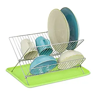 Matte Black Metal Dish Rack (42 X 31.5 X 15.5Cm) - Over Sink Dish Rack With  Cutlery Holder And Plastic Drip Tray For Storage 