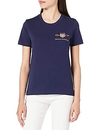 GANT T-Shirt mit Label-Print in Blau Damen Bekleidung Bademode und Strandmode Strandtücher 