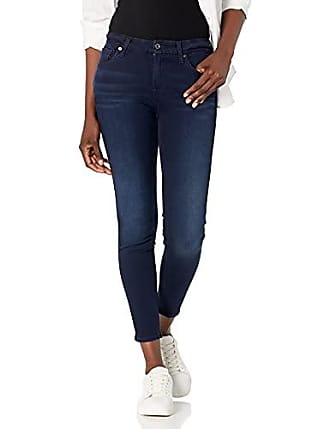 30 222 For All Mankind 7 for All Mankind Womens Skinny Dark Wash Jean Ankle Pant Featherweight Blackest Blue 