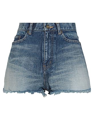 Saint Laurent Denim Jeansshorts Mit Fransen in Schwarz Damen Bekleidung Kurze Hosen Jeans-Shorts und Denim-Shorts Sparen Sie 5% 
