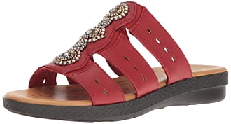 Easy Street womens Nori Flat Sandal, Red, 8.5 Wide US