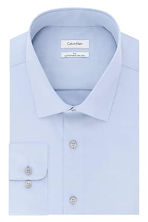 Calvin Klein Mens Big and Tall Dress Shirts Non Iron Herringbone Solid, Blue, 20 Neck 37-38 Sleeve