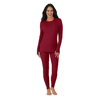 ClimateRight by Cuddl Duds Women's Velour Base Layer Top and Leggings  Thermal Set, 2-Piece 