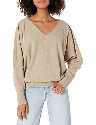 Theory Womens Seamless V-Neck Cashmere Sweater, Bright Oatmeal, Medium